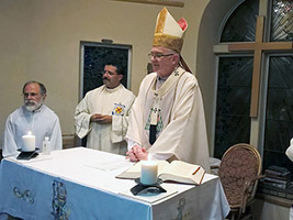 Cape Town Archbishop Stephen Brislin celebrates Mass at the AoS seafarers centre