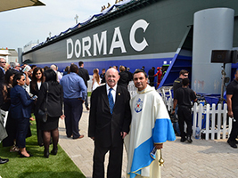 Fr Herman Giraldo and Terry Whitfield at the launching ceremony