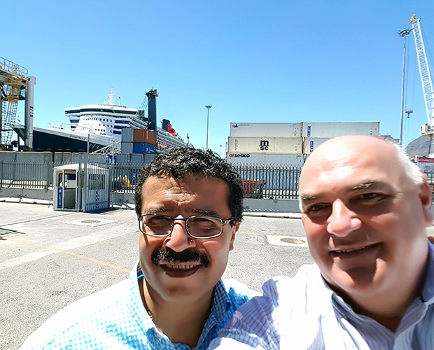 AoS Cape Town port chaplain Fr Gerardo Garcia and AoS cruise chaplain Fr David Gamble 